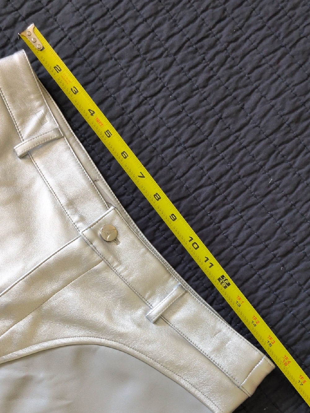Maniere De Voir High-Waist Silver Faux Leather Pants NWT Size 12 - Picture 9 of 10